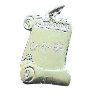 Sterling Silver Diploma Charm 6-5-94 Pendant*1994 Graduation Signed RQC Ster